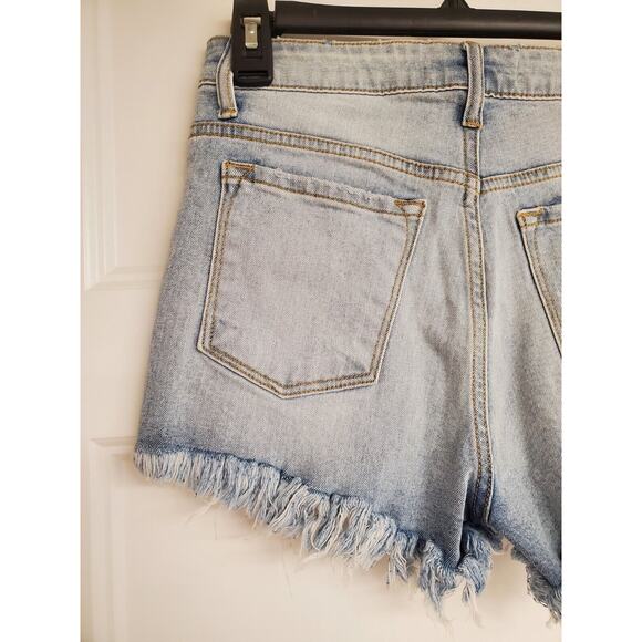 Women's KanCan High Rise Cutoff Lightwash Denim Jean Shorts | Size Small - Picture 7 of 9